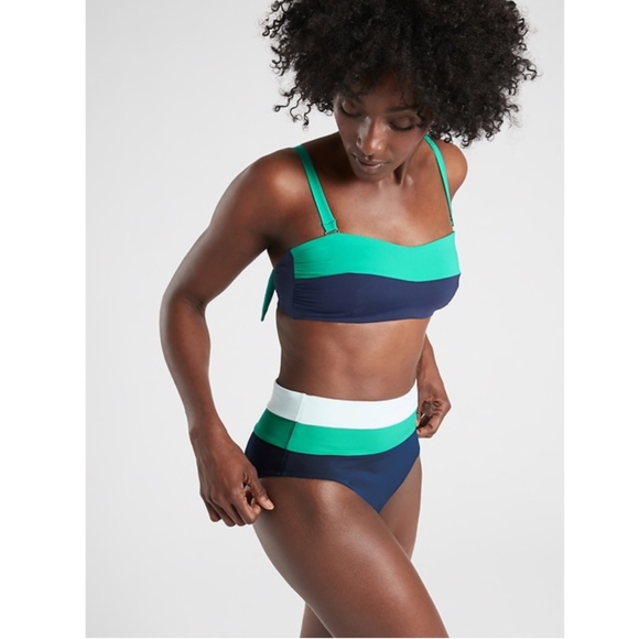 NWT Athleta Chroma Bandeau Bikini Top Green Blue - Picture 3 of 4